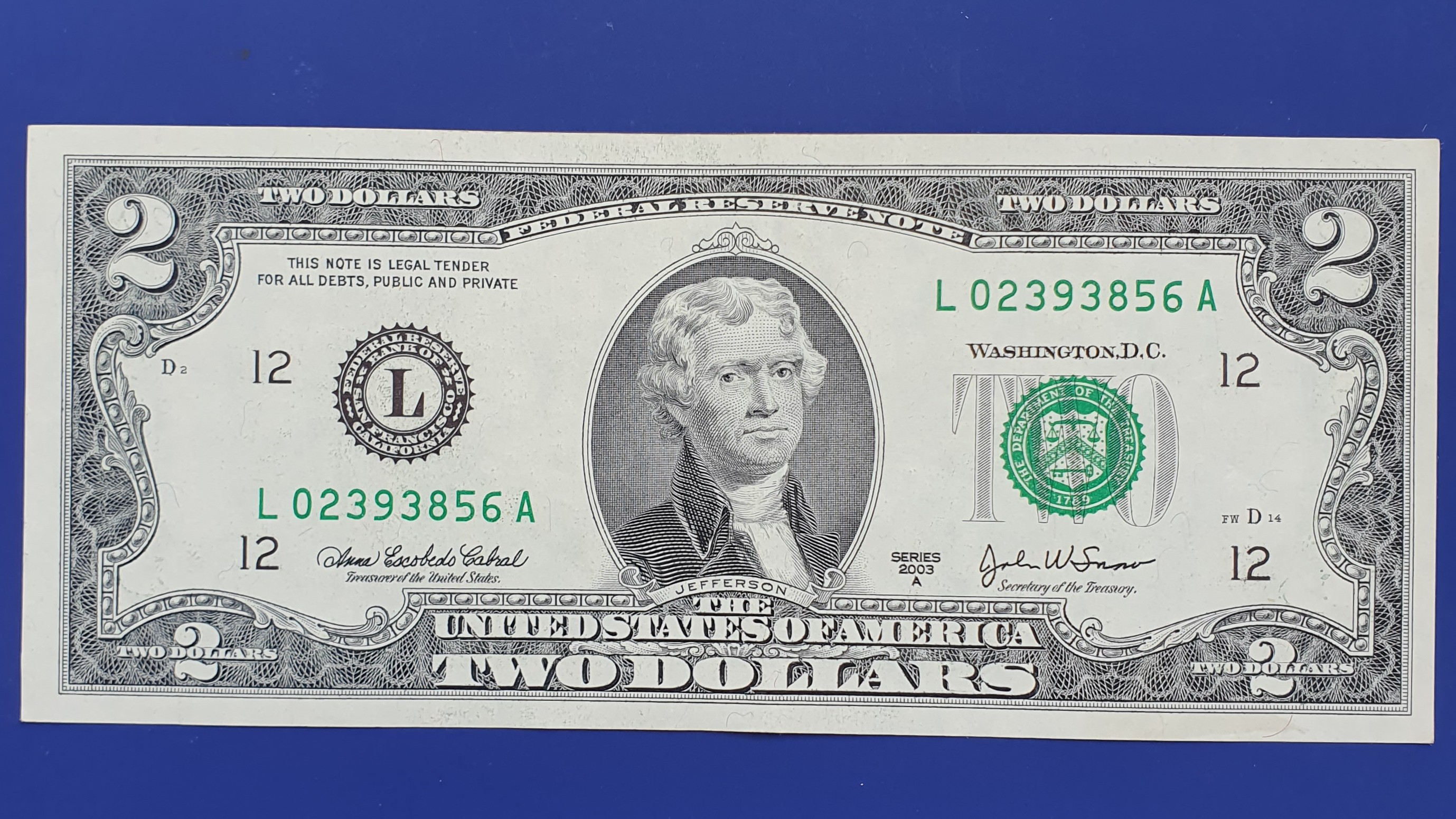 United States of America 2 Dollar banknote 2003 - CurrencyHub