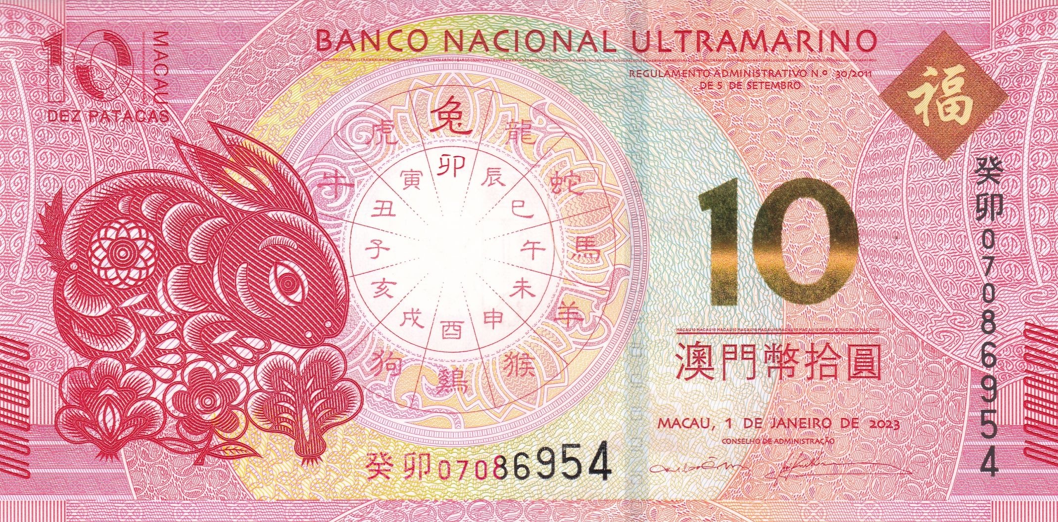 10 Pataca 2023 Banknote front