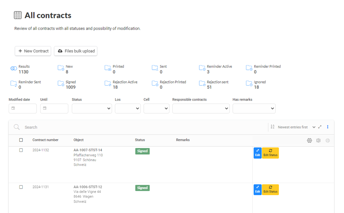 Integriertes Vertragsmanager-Modul