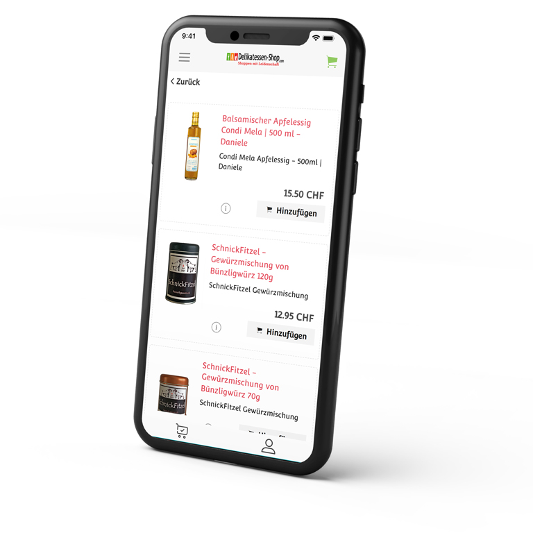 Gebaut mit Zappter -  Delikatessen Shop