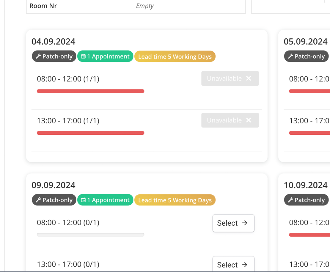 Sistema de citas para agentes de backoffice