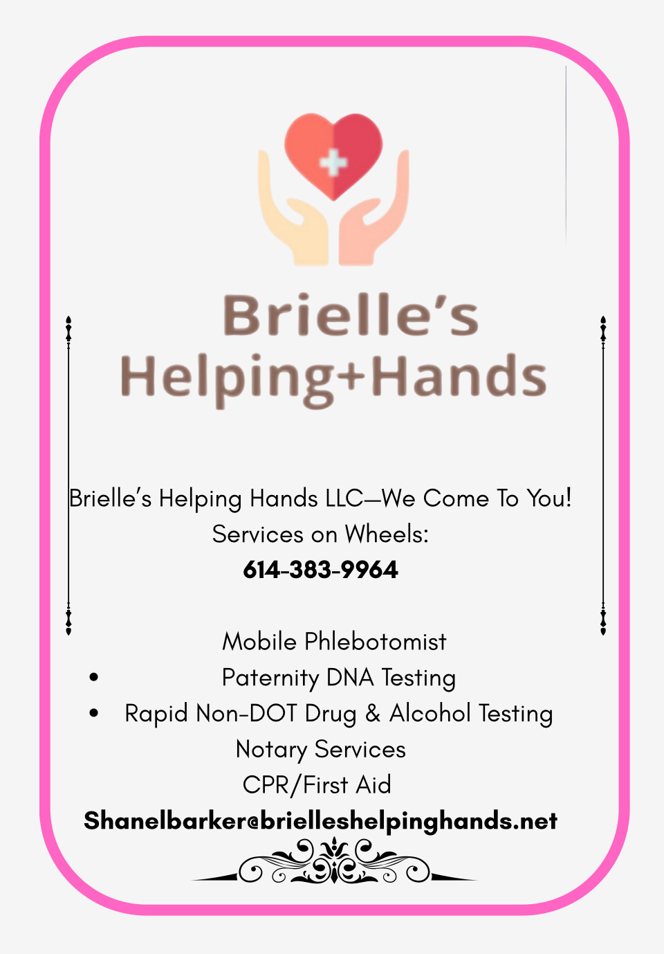 Brielle’s Helping Hands Mobile Drug Testing logo