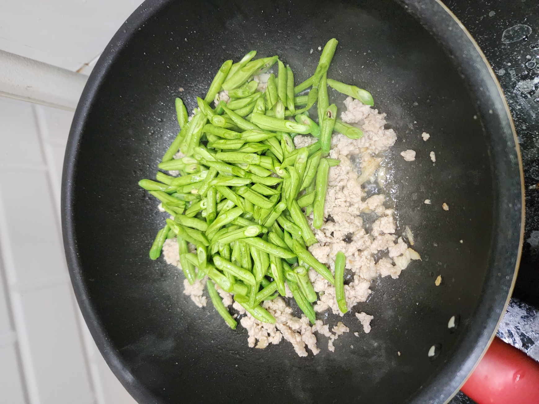 หมูสับ ถั่ว ปรุงเครื่องปรุง