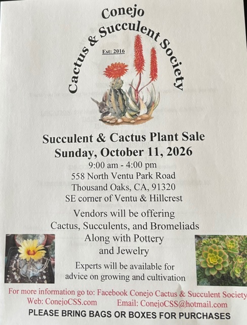 Conejo cactus & succulent society fall sale