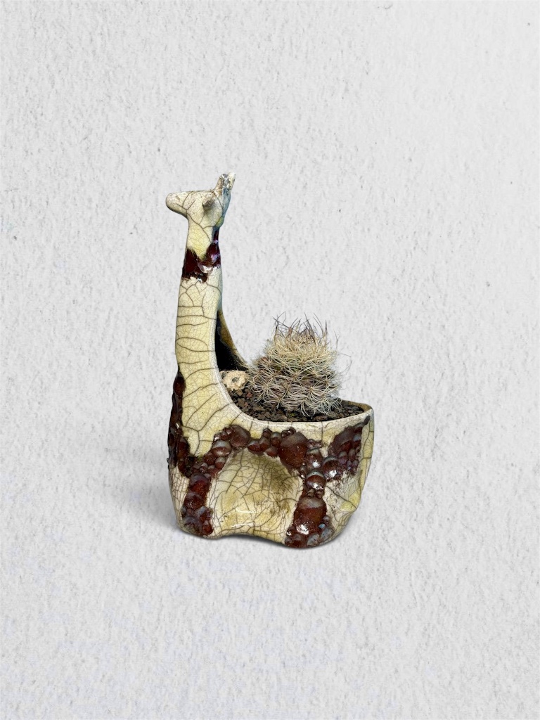 Raku fired giraffe