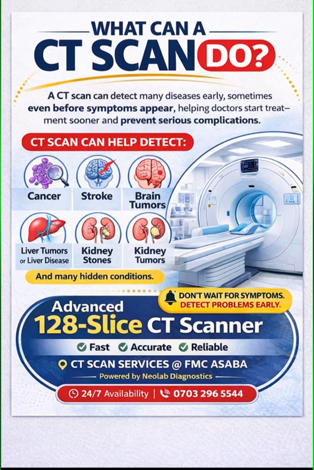 Neolab Launches Advanced CT Scan Diagnostic Center at FMC Asaba; What Can A CT Scan Do?