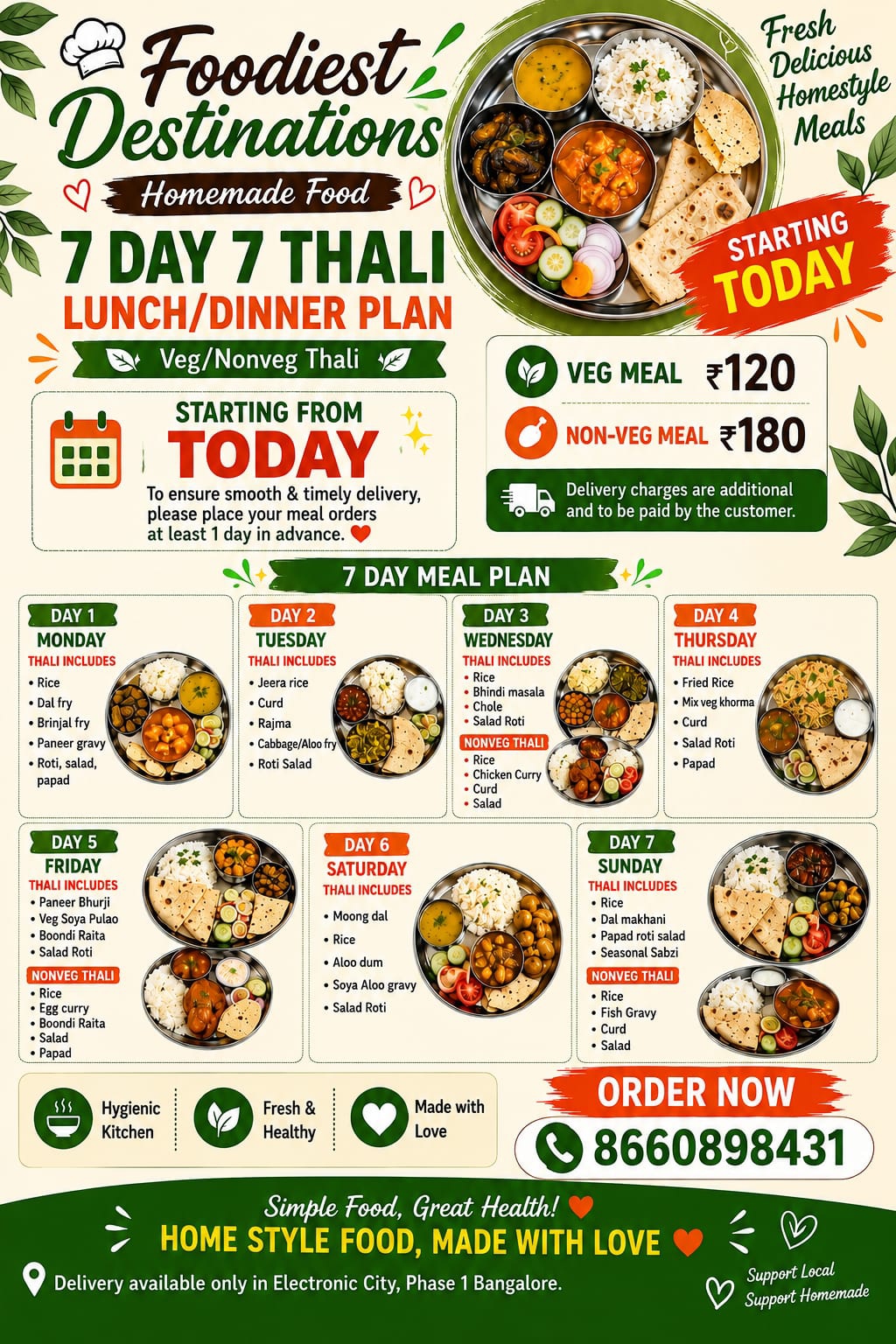 Foodiest Destinations — Home Chef in Electronicity Phase 1 Gollahalli Village