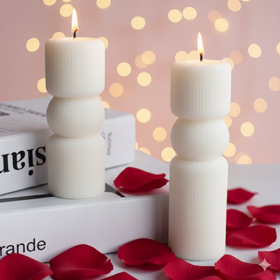 Ribbed Pillar Candle