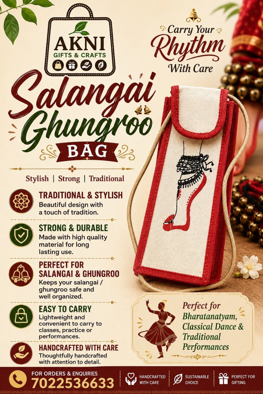Salangai/ghungroo bag 13*5*5 inch