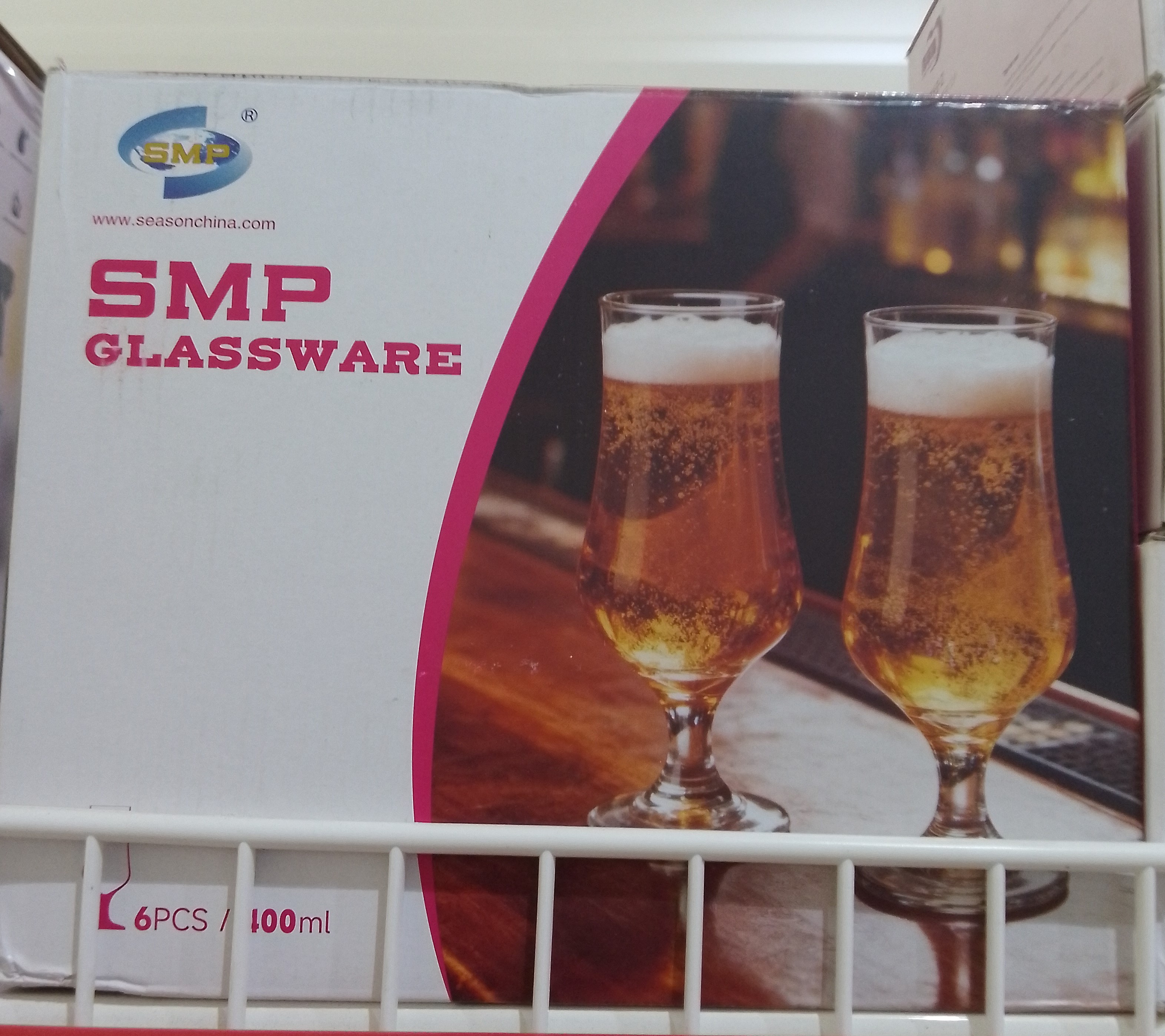 SMP Glassware Tulip Beer Glass Set – 6 Pieces, 400ml — White