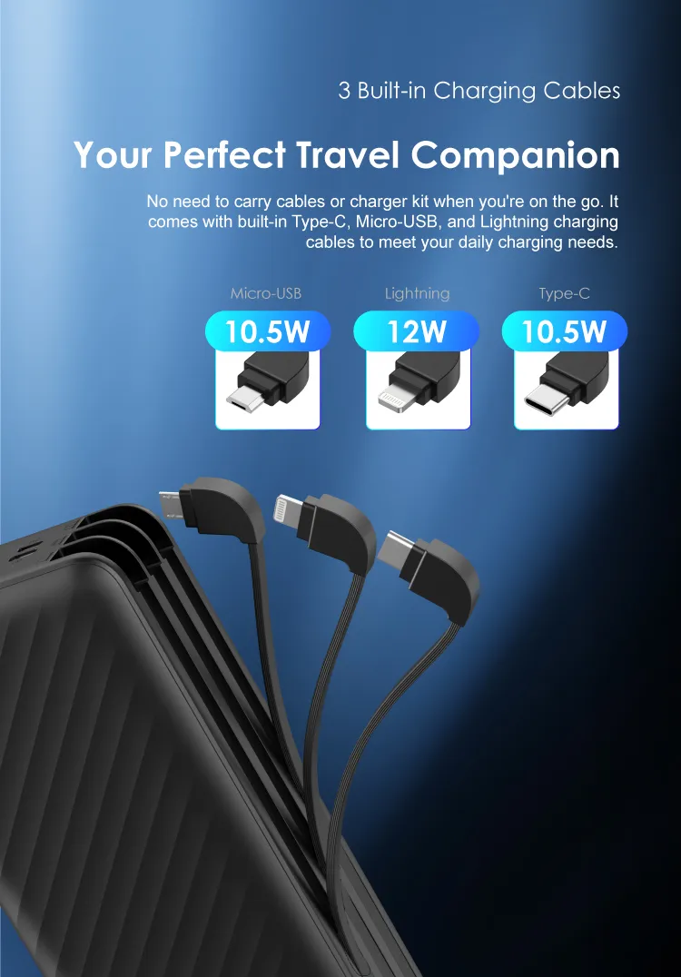 Oraimo Traveler Link 27000 mAh Power Bank - 12W Fast Charge with Built-in Cables — Default