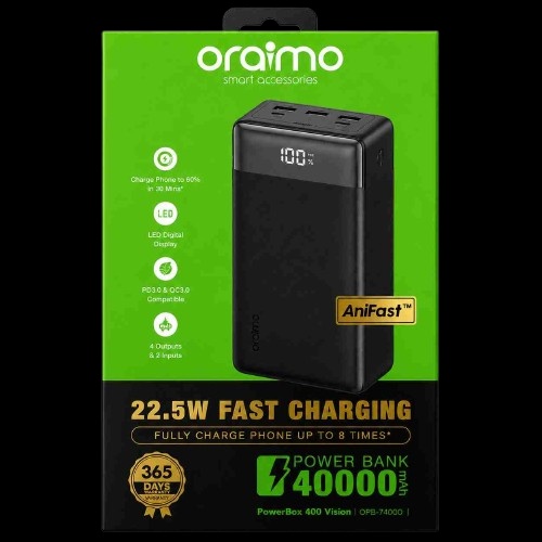Oraimo PowerBox 400 Vision 40000mAh 22.5W Power Bank – Buy in Nigeria | 8x Phone Charges — Default
