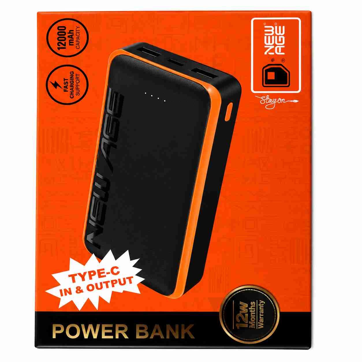 New Age 12000mAh Power Bank – Fast Charging, Type-C In & Out — Default