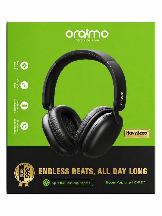 Oraimo BoomPop Lite OHP-3171 – 65 Hour Wireless Headphone with HavyBass | truevenix.com