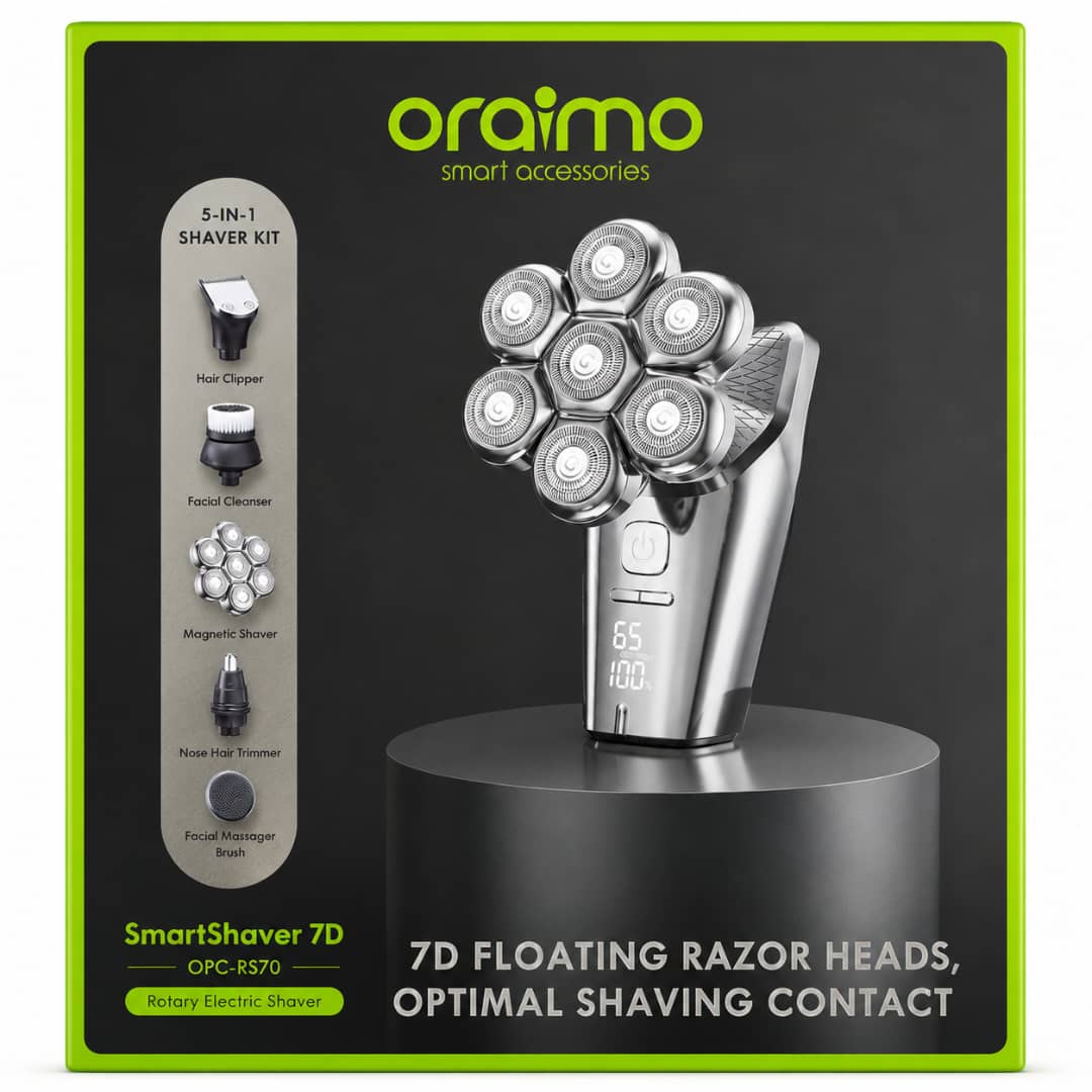 Oraimo SmartShaver 7D OPC-RS70 – 5-in-1 Rotary Electric Shaver with 7D Floating Heads | truevenix.com