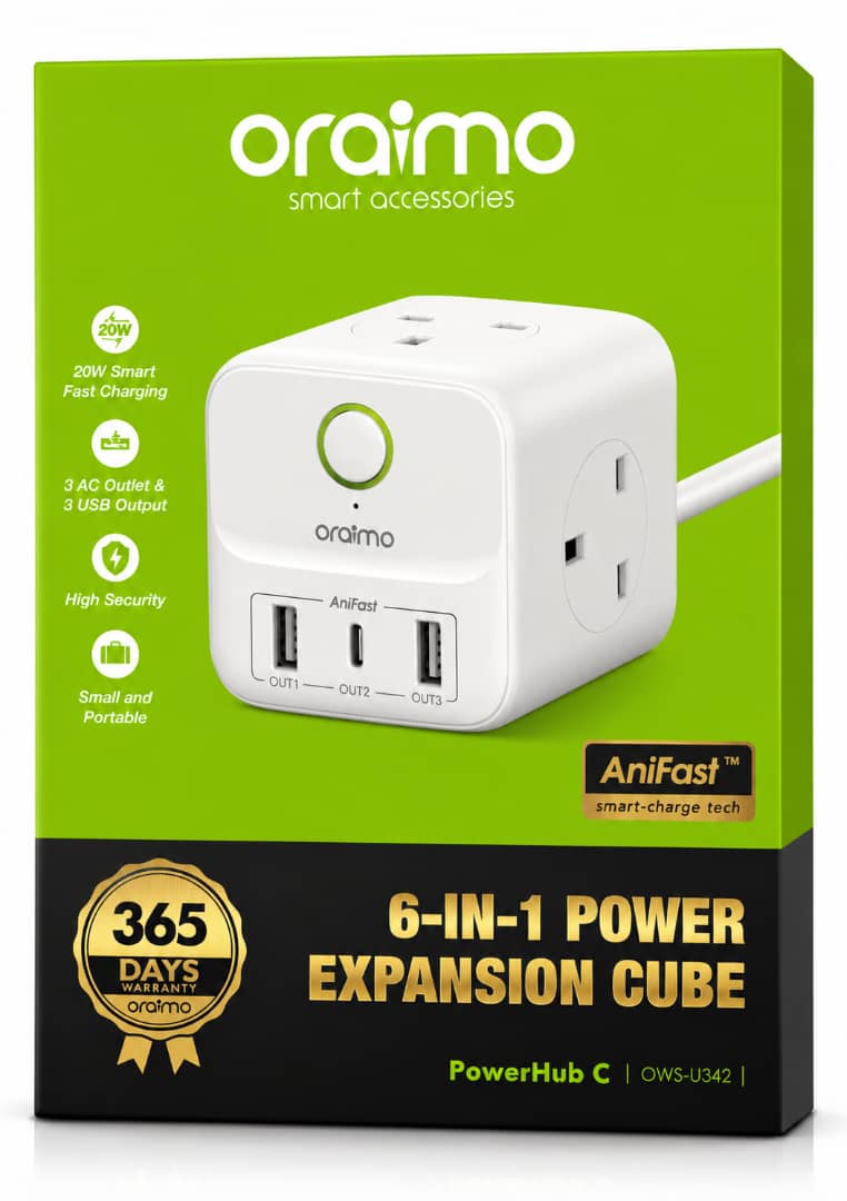 Buy oraimo PowerHub C OWS-U342 – 6-in-1 Power Expansion Cube Nigeria | truevenix.com