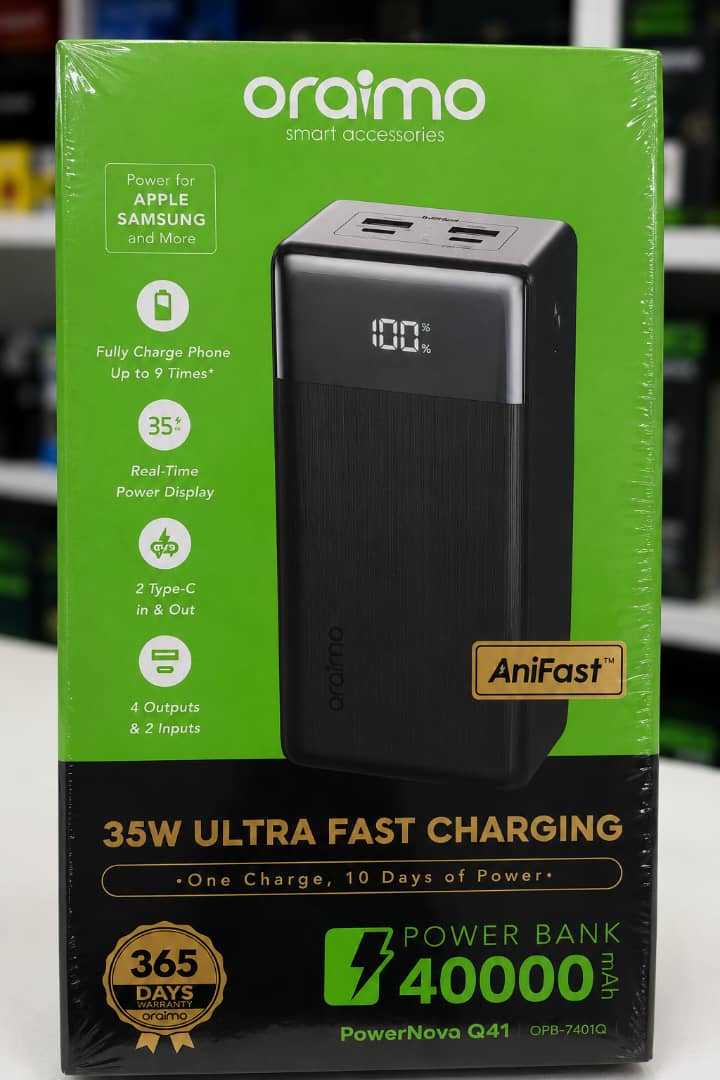 Buy Oraimo PowerNova Q41 40000mAh 35W Power Bank (OPB-7401Q) – AniFast Fast Charging | Truevenix Nigeria