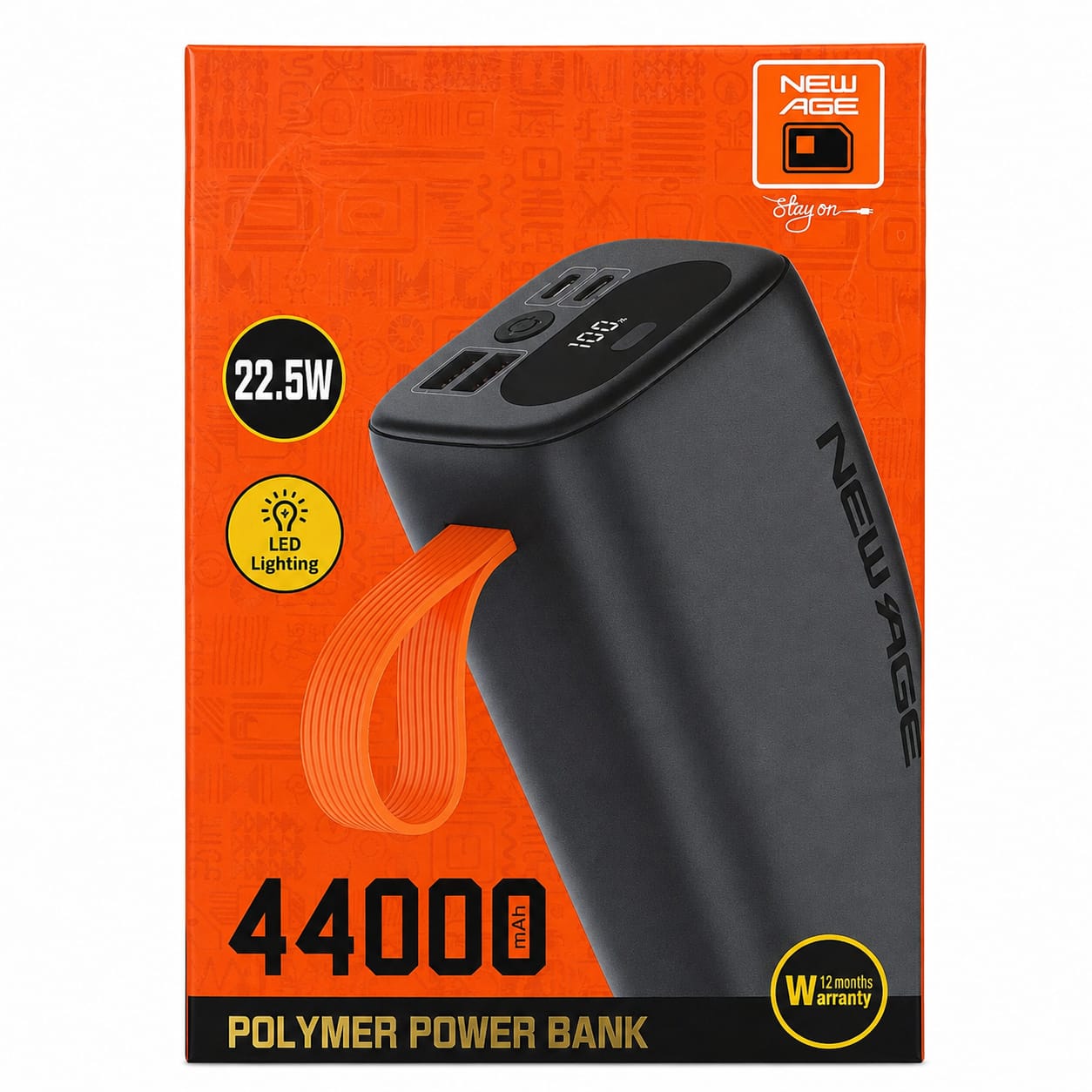 New Age 44000mAh Polymer Power Bank – 22.5W Fast Charging with LED Light & Digital Display | Truevenix Nigeria