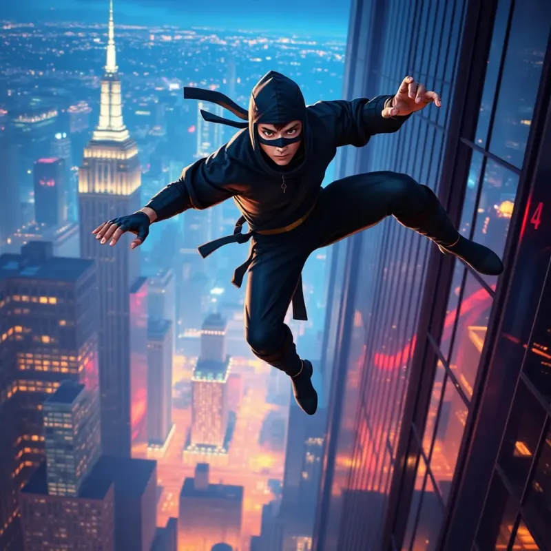 Book cover of the story titled: Ninja in New York