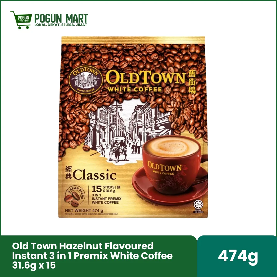 Old Town Hazelnut Flavoured Instant 3 in 1 Premix White Coffee 31.6g x 15