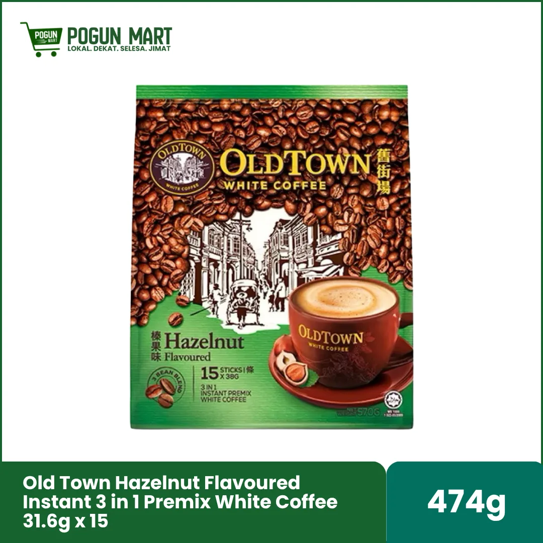 Old Town Hazelnut Flavoured Instant 3 in 1 Premix White Coffee 31.6g x 15