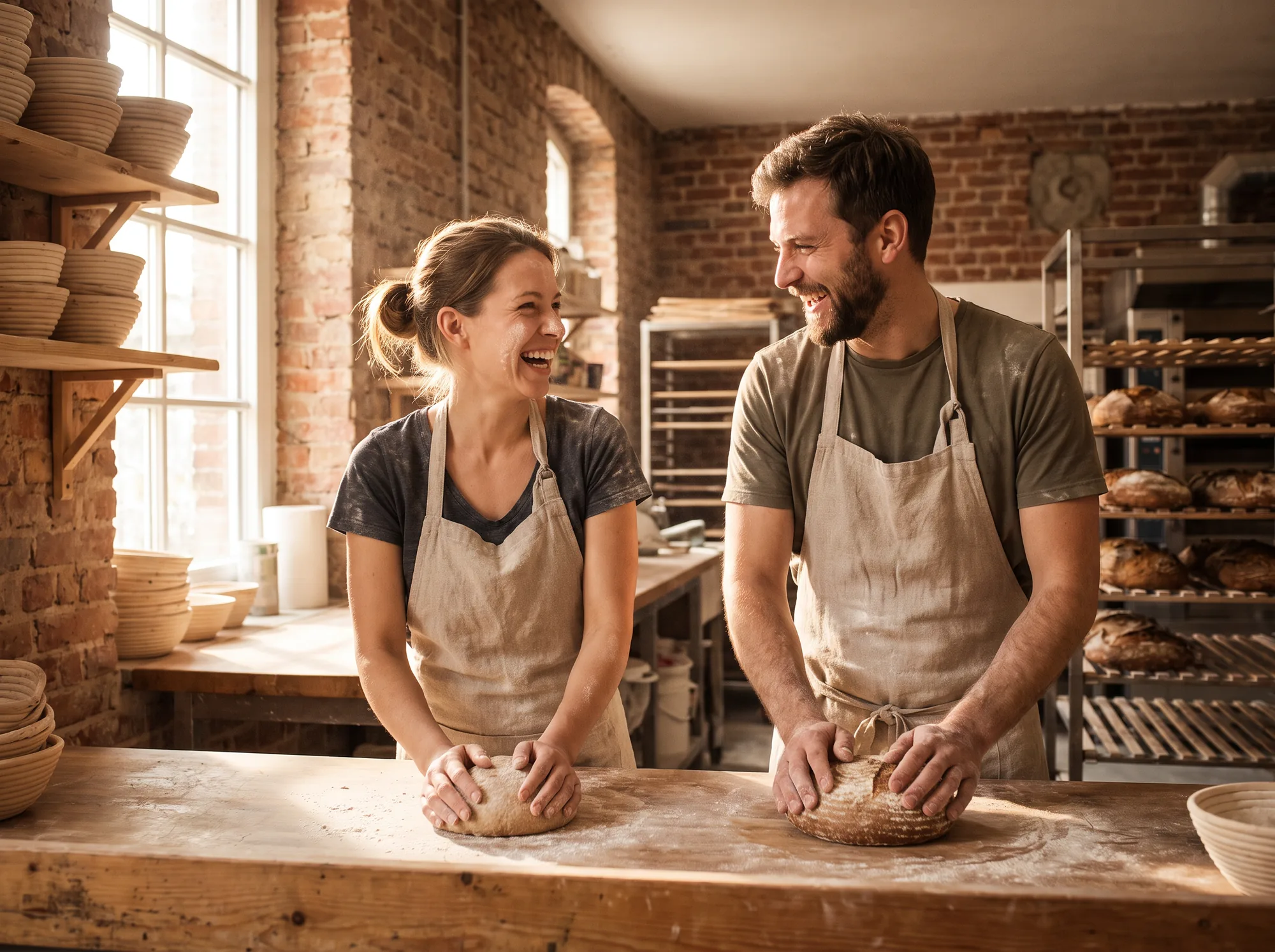 Our bakers shaping loaves