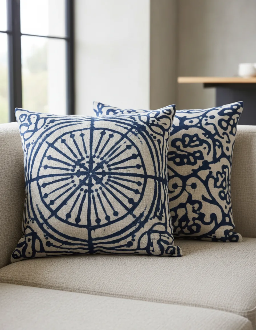 Batik linen cushion covers (pair)