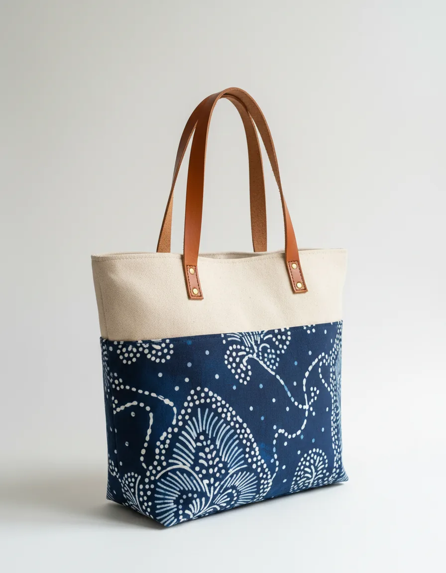 Batik panel tote