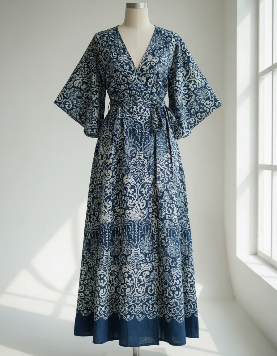 Indigo wrap dress