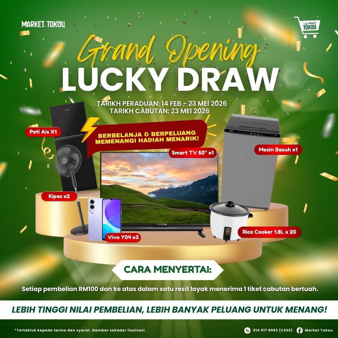 Berbelanja RM100 ke atas & dapatkan 1 tiket cabutan bertuah!