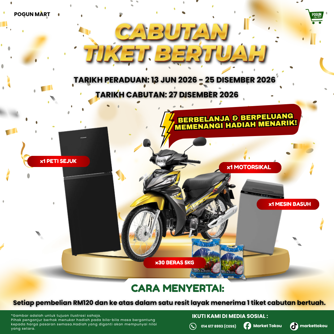 Berbelanja RM120 ke atas & dapatkan 1 tiket cabutan bertuah!