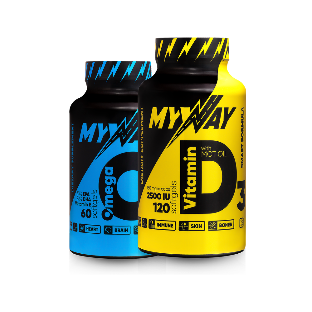 Набір: Омега 3 1000 мг + Вітамін D3 2500 МО, MyWay, 60 + 120 капсул, фото 10