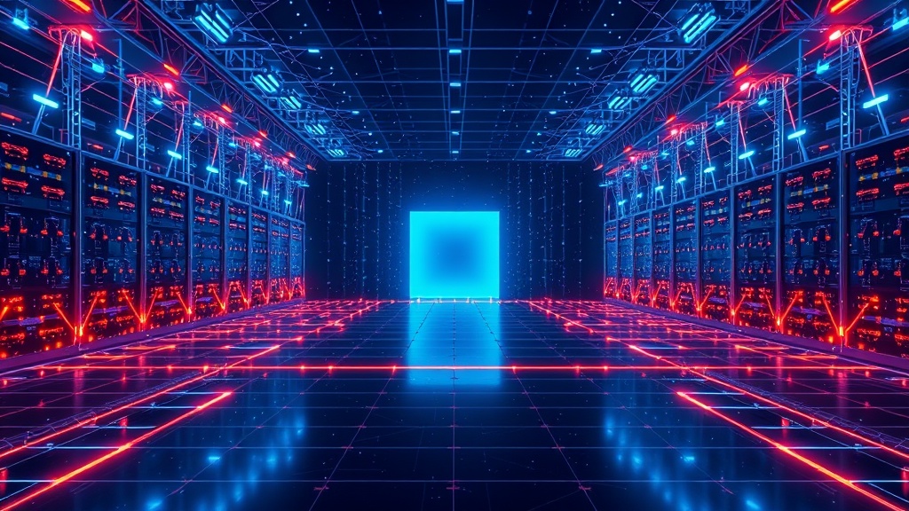 Abstract AI safety containment lattice with luminous branching data paths