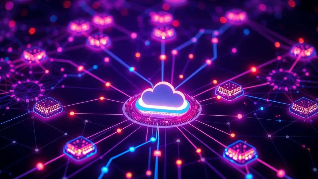 Abstract glowing AI collaboration hub routing data between creative technology modules