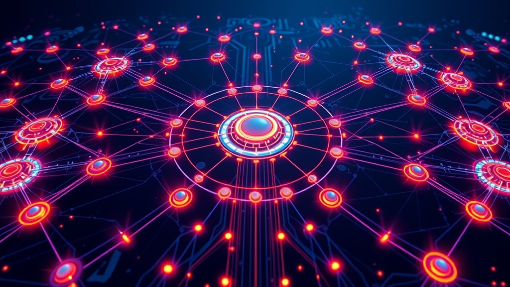 Abstract AI infrastructure routing network with connected model and data nodes