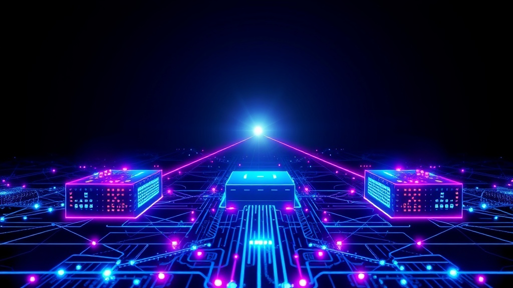 Abstract AI routing network connecting local compute and automation pathways