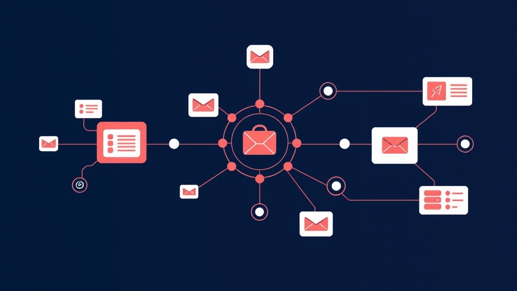 Abstract data-routing hub connecting family messages, calendars, and task flows