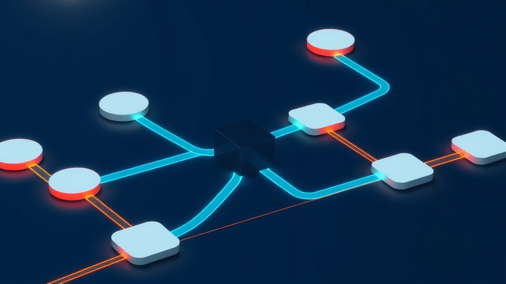 Abstract AI model-routing network with a blocked pathway and alternate data routes