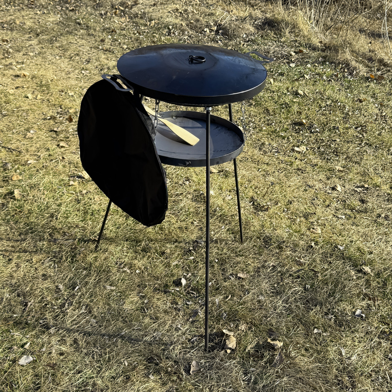 Сковорода з диска 50 см із кришкою та підставкою для вогню розбірних ногах 1м та чохолом - зображення 2