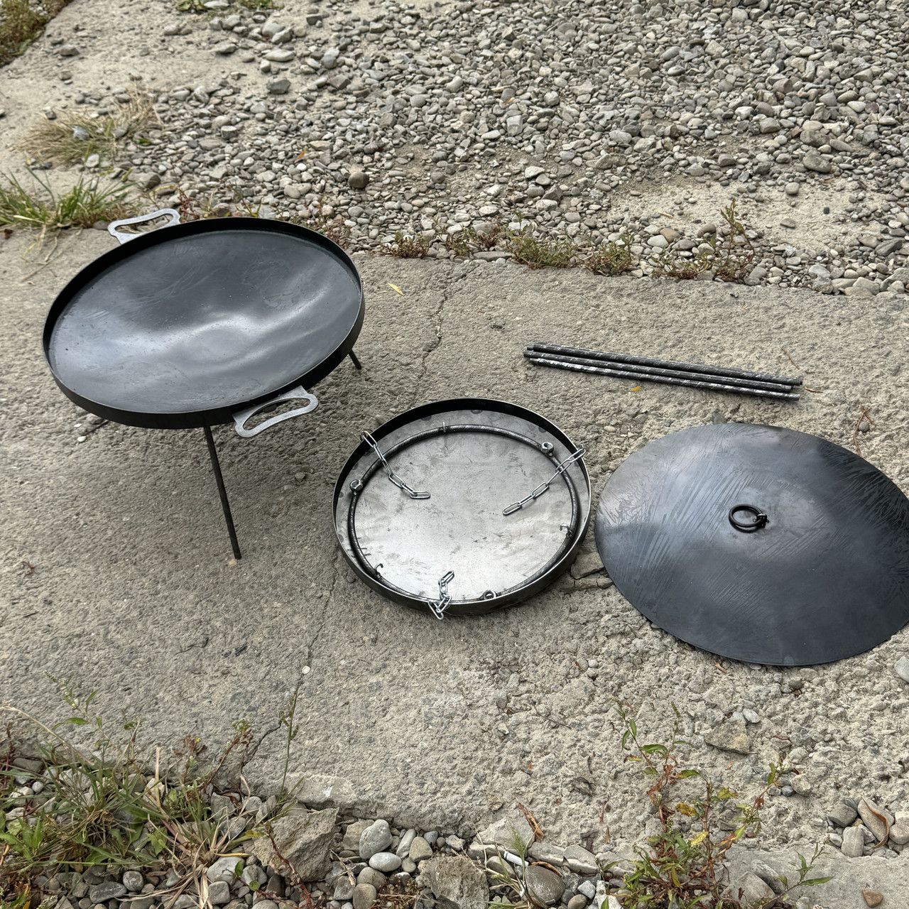 Сковорода з диска 50 см із кришкою та підставкою для вогню розбірних ногах 1м та чохолом - зображення 3