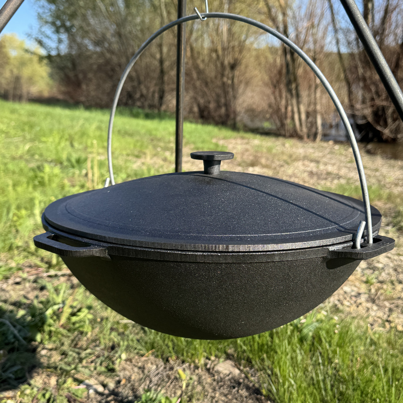 Казан татарський чавунний на 10л з кришкою та дужкою Брізол - зображення 3