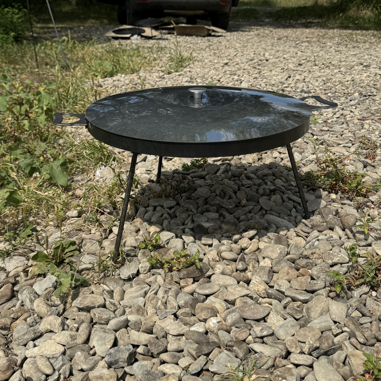 Сковорода з диска 60 см із кришкою нержавійкою, підставкоюдля вогню розбірних ногах 1м та чохолом - зображення 4