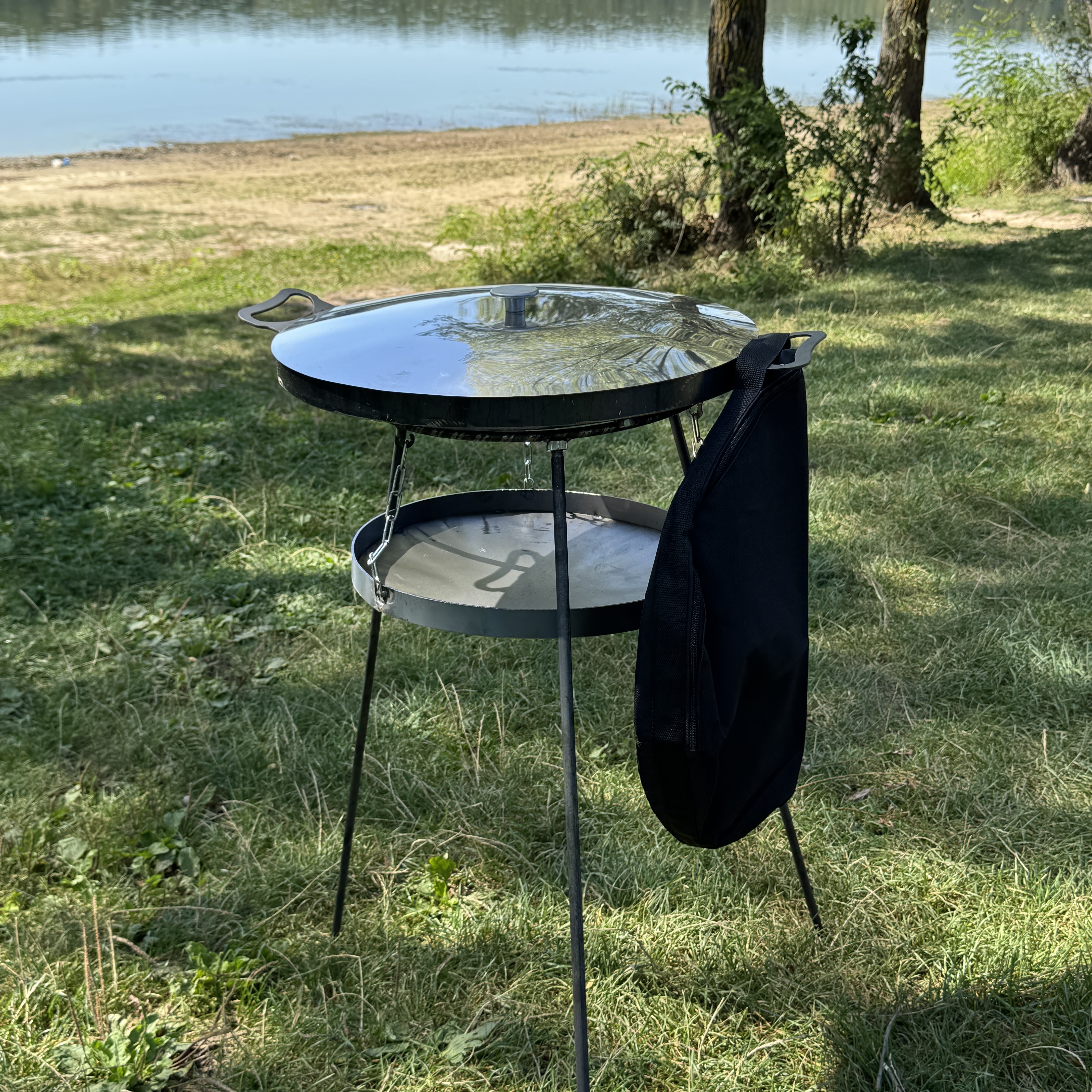 Сковорода з диска 60 см із кришкою нержавійкою, підставкоюдля вогню розбірних ногах 1м та чохолом