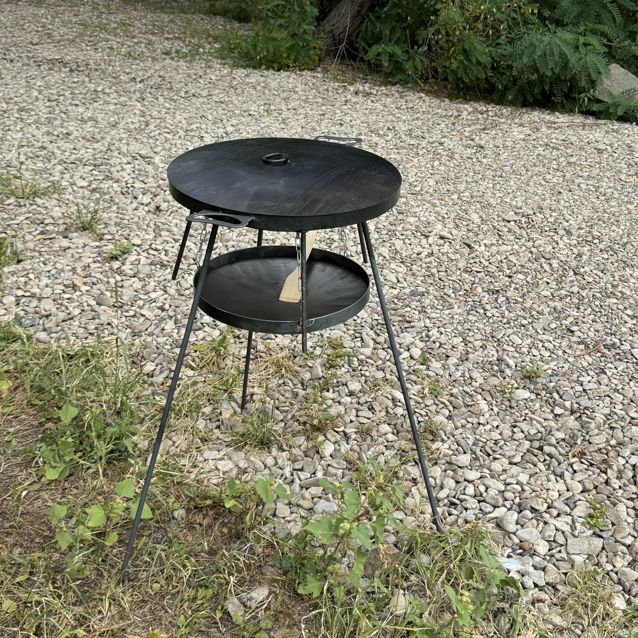 Сковорода з диска 50 см із кришкою та підставкою для вогню на цільних ногах 1м - зображення 2