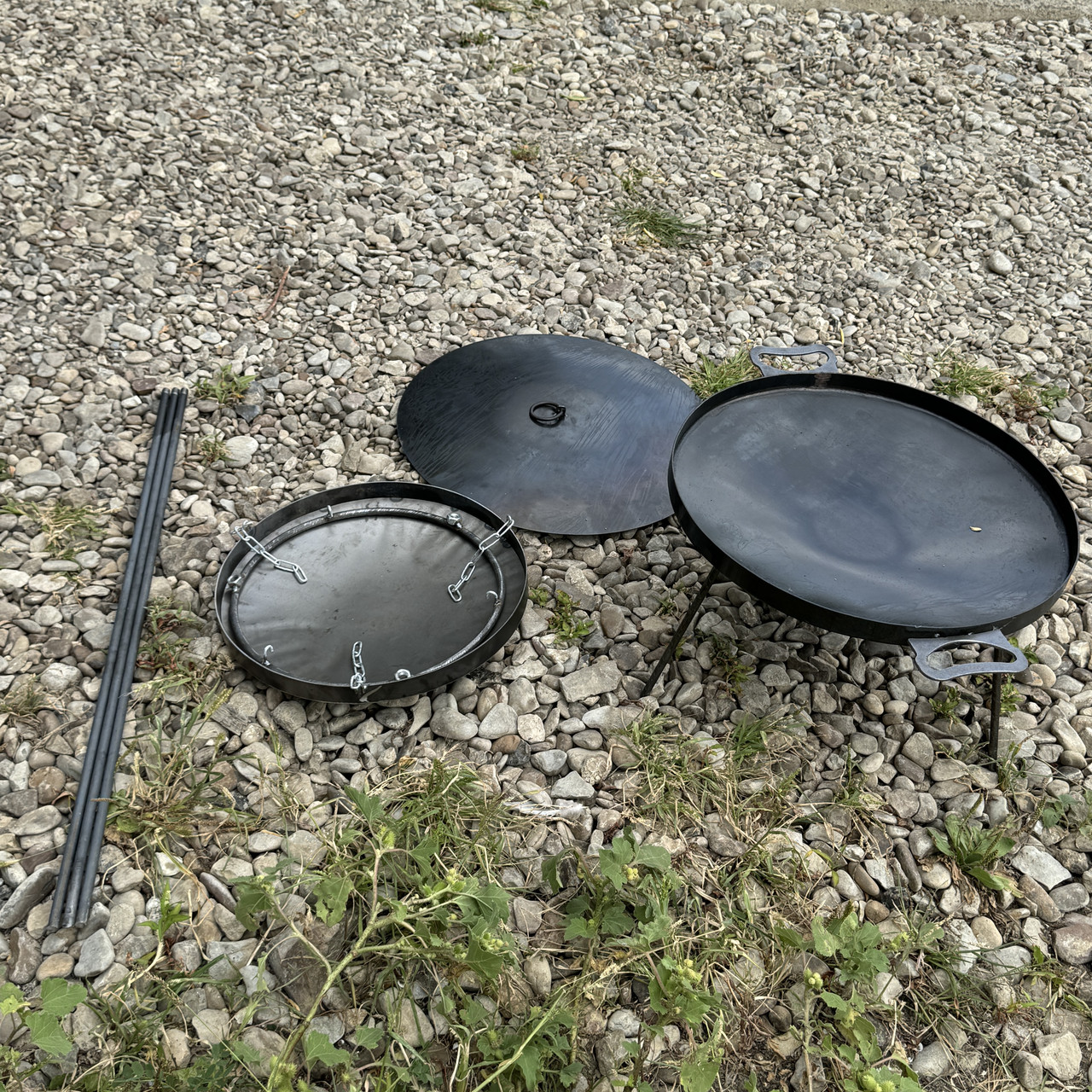 Сковорода з диска 50 см із кришкою та підставкою для вогню на цільних ногах 1м - зображення 5