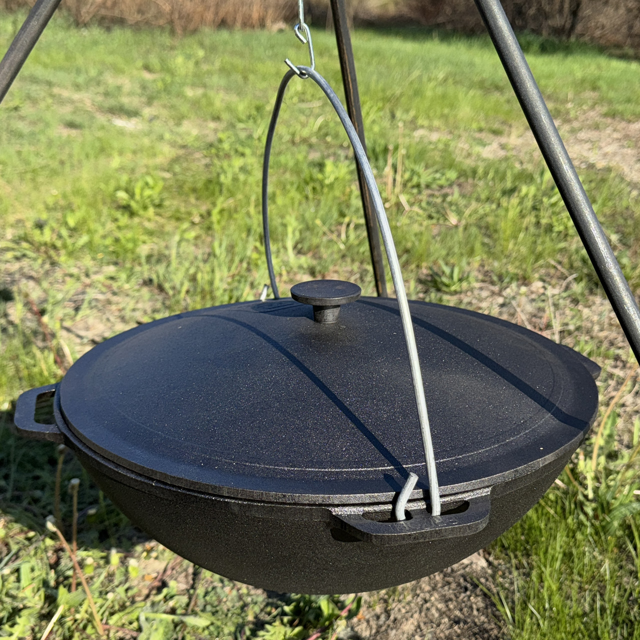 Казан татарський чавунний на 12л з кришкою та дужкою Брізол - зображення 2