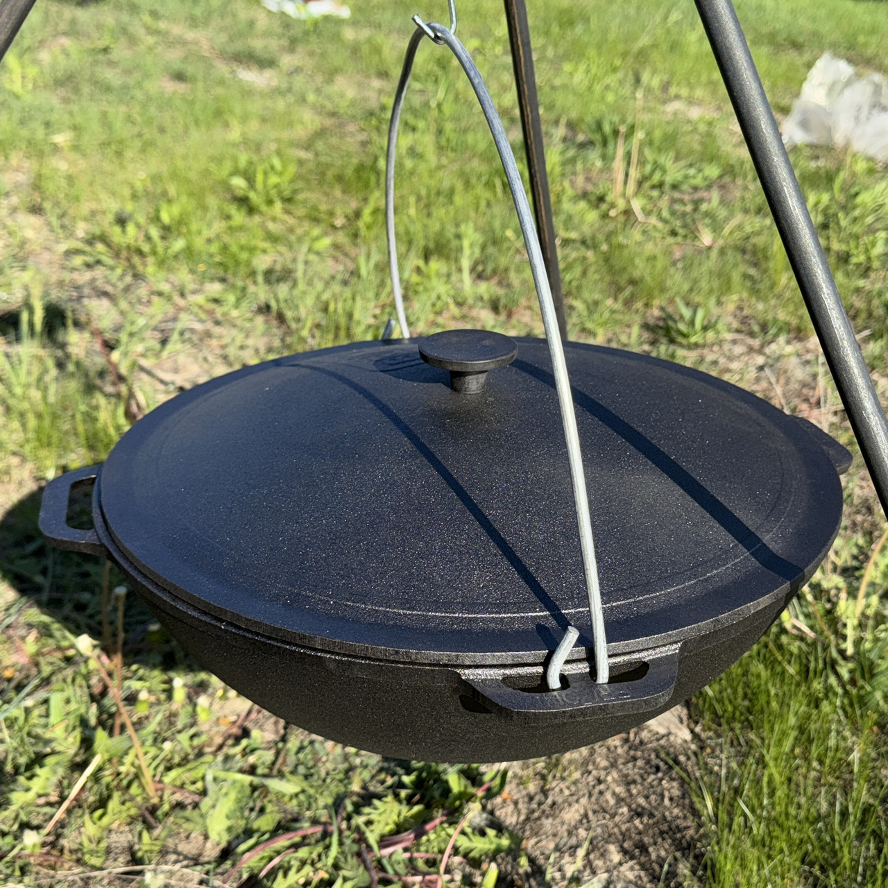 Казан татарський чавунний на 15л з кришкою та дужкою Брізол - зображення 4