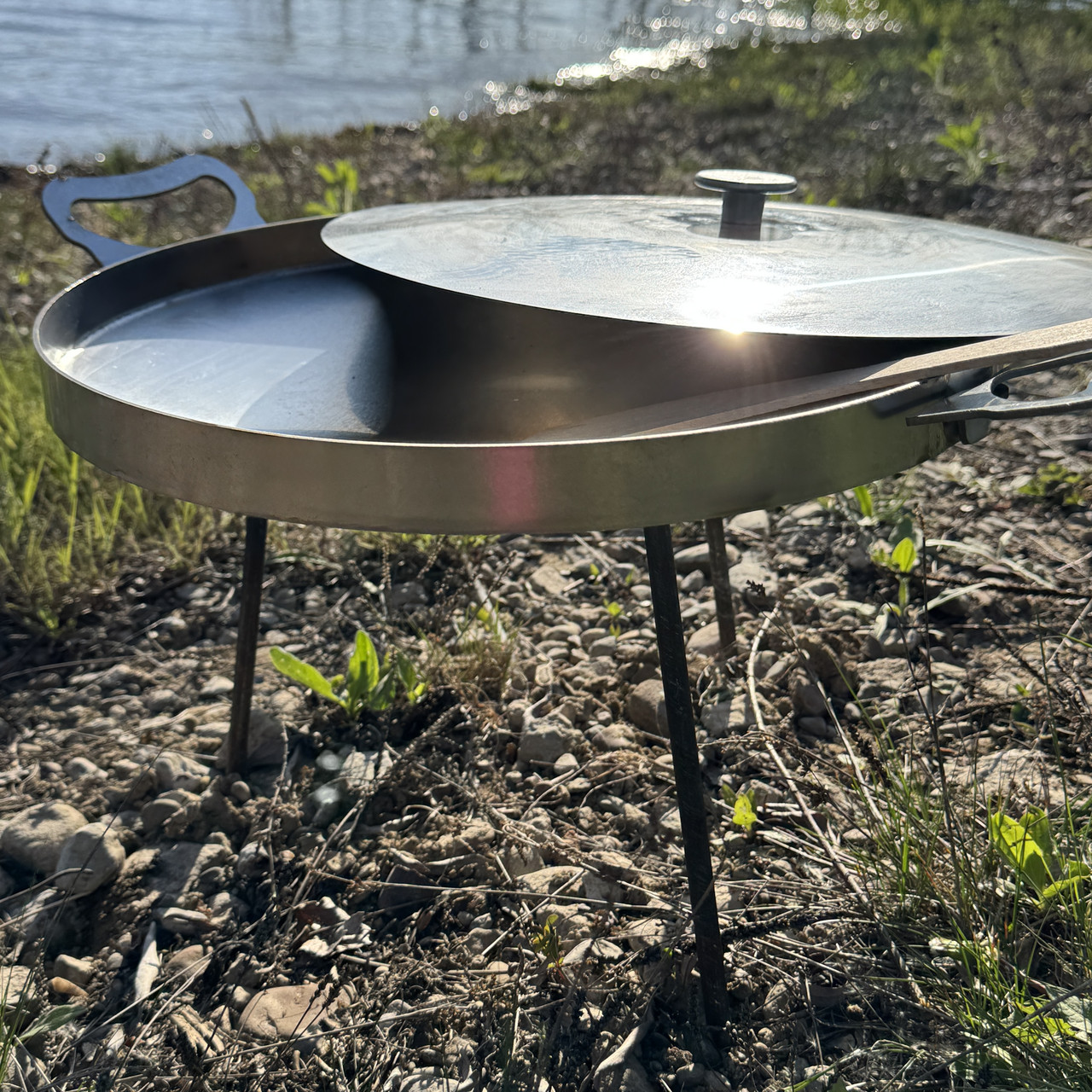 Сковорідка з нержавіючої сталі 50см з нержавіючою кришкою - зображення 4