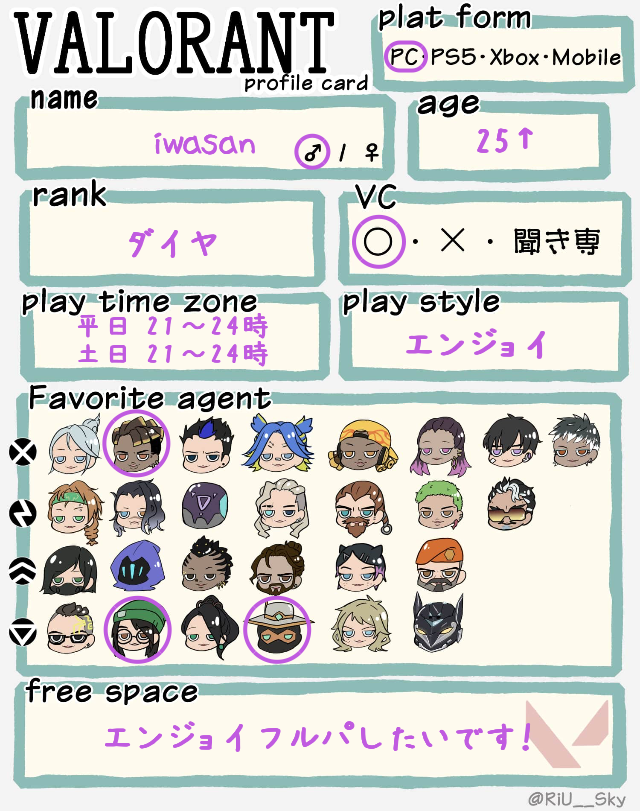 iwasanさんの自己紹介カード