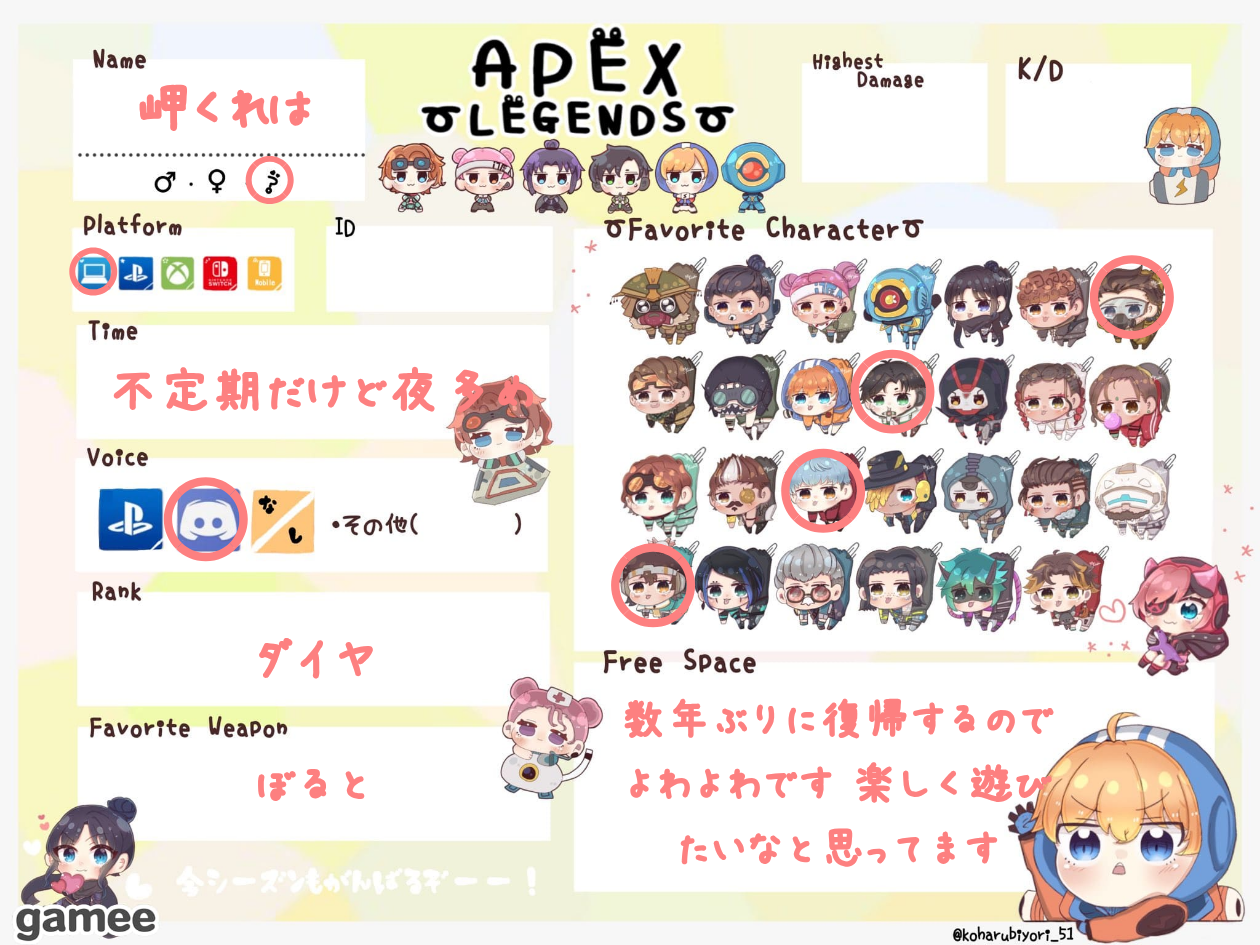 岬くれはさんの自己紹介カード